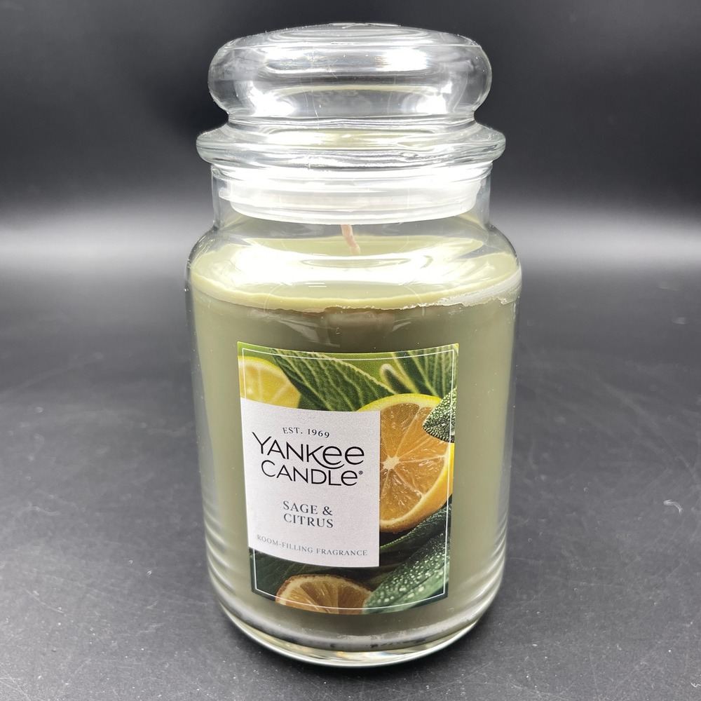 Yankee Candle Sage & Citrus Large Glass Jar Scented Candle 22 oz 2654267W Green